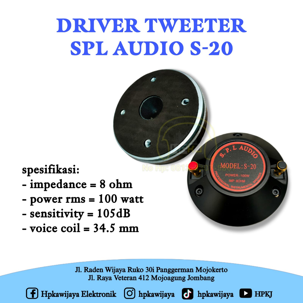 DRIVER TWEETER SPL AUDIO S 20 tweeter twiter spl audio s-20 s20