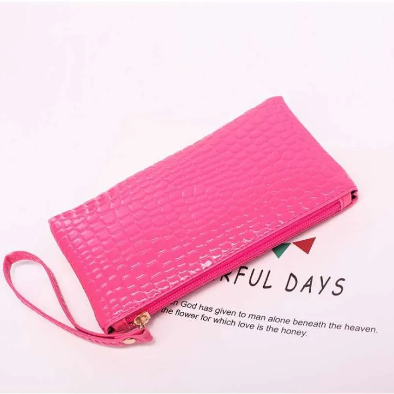Dompet Wanita Pouch Motif Kulit Buaya Polos Model Bintik Murah