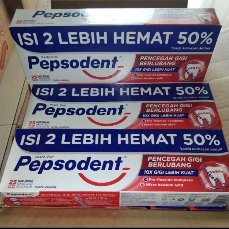 ~Pepsodent Pencegah Gigi Berlubang Pasta Gigi 225gr / Pepsodent Pasta Gigi Pencegah Gigi  Berlubang 
