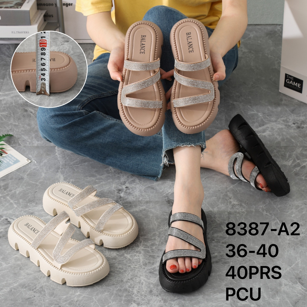 Sandal Wanita Wedges Selop Glitter Z Jelly Import Fashion Kekinian