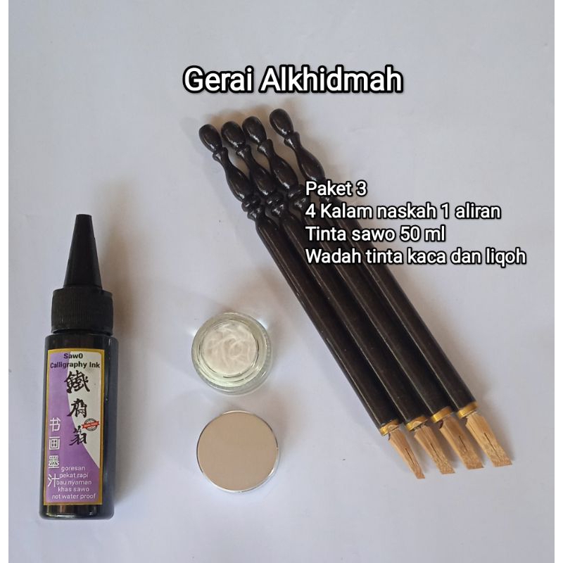 

Paket Alat Tulis Kaligrafi Profesional (Kalam Naskah, Tinta Hitam, Wadah Tinta Kaca)