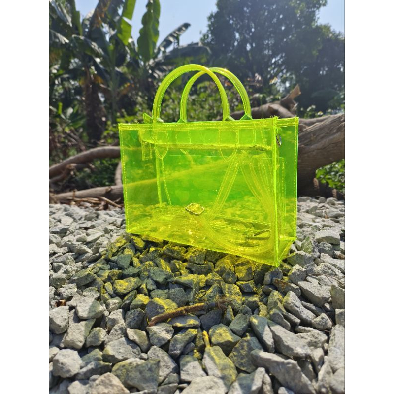 Tas mika pvc Hologram senja ( free gantungan )