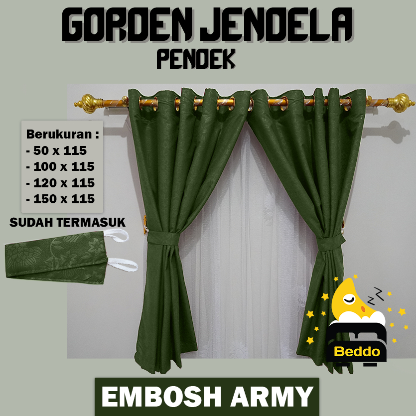 GORDEN JENDELA KAMAR  PENDEK UKURAN  TINGGI 120 DAN 150 CM /HORDENG MINIMALIS KAMAR DENGAN SMOKRING