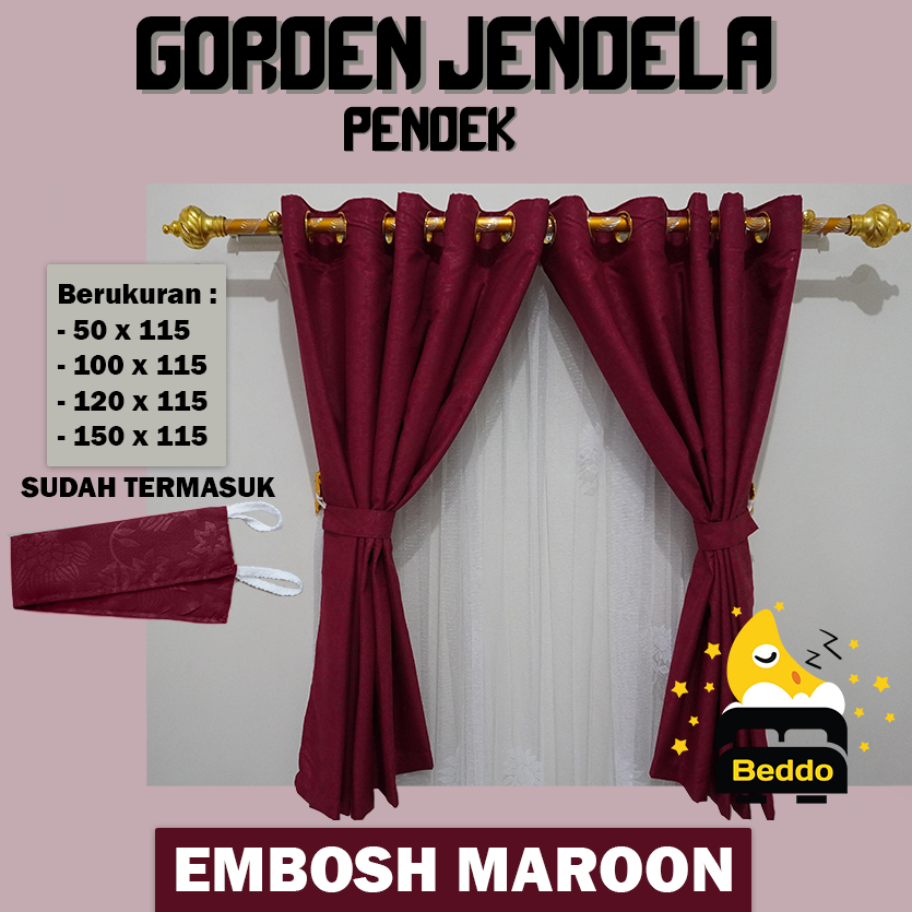 GORDEN JENDELA KAMAR  PENDEK UKURAN  TINGGI 120 DAN 150 CM /HORDENG MINIMALIS KAMAR DENGAN SMOKRING