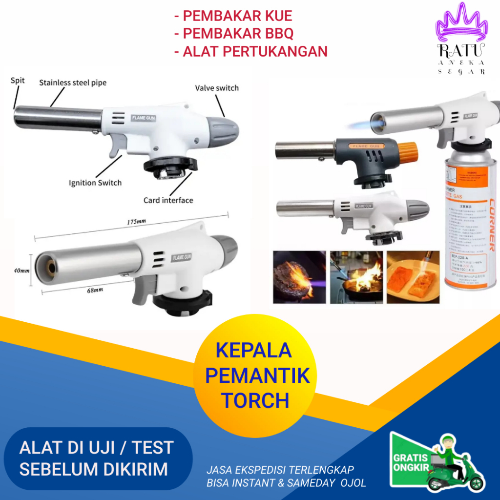 GAS HI COOK BUTANE LIQUID TOKAI KEPALA PEMANTIK API FLAME BLOW TORCH GUN REGULATOR BURNER KOMPOR ALA