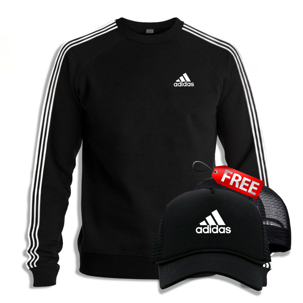ORIGINAL JAKET SWEATER CREWNECK PRIA ADIDAS BASIC CASUAL LENGAN PANJANG ALL SIZE - S M L XL XXL
