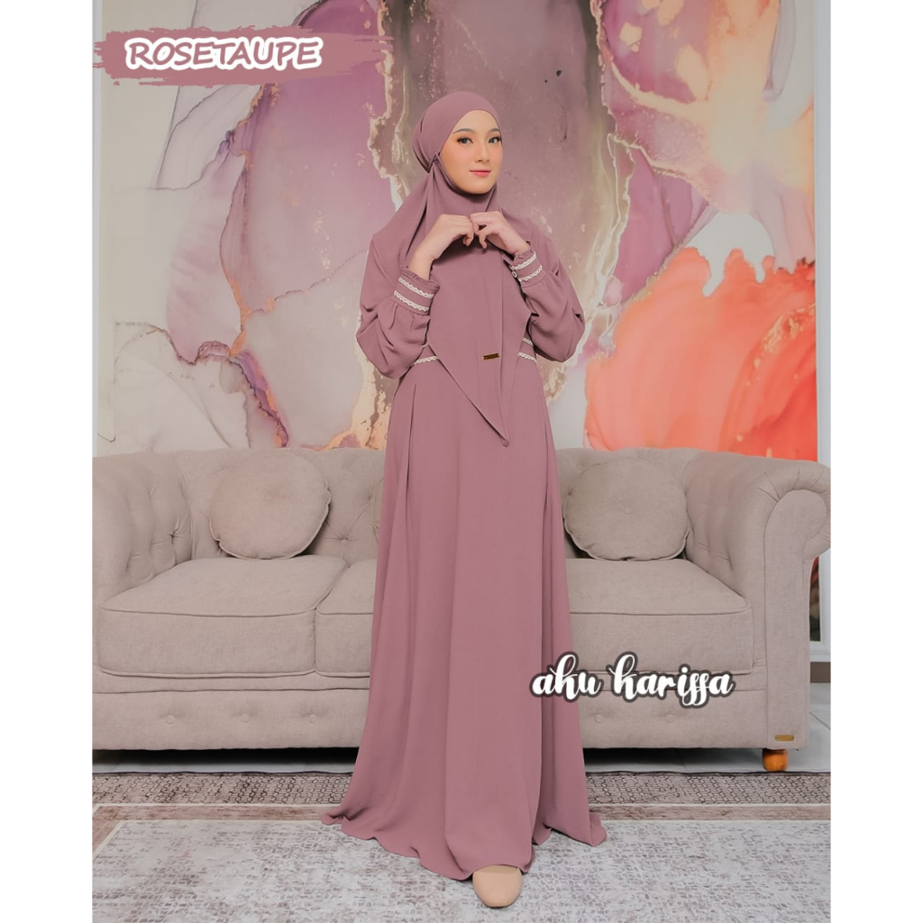 ABAYA SET KHIMAR NURFA SYAFIQAH ALMINETHA FATIA AKU KARISSA ORIGINAL BERLABEL terbaru modis remaja wanita muslimah terbaru