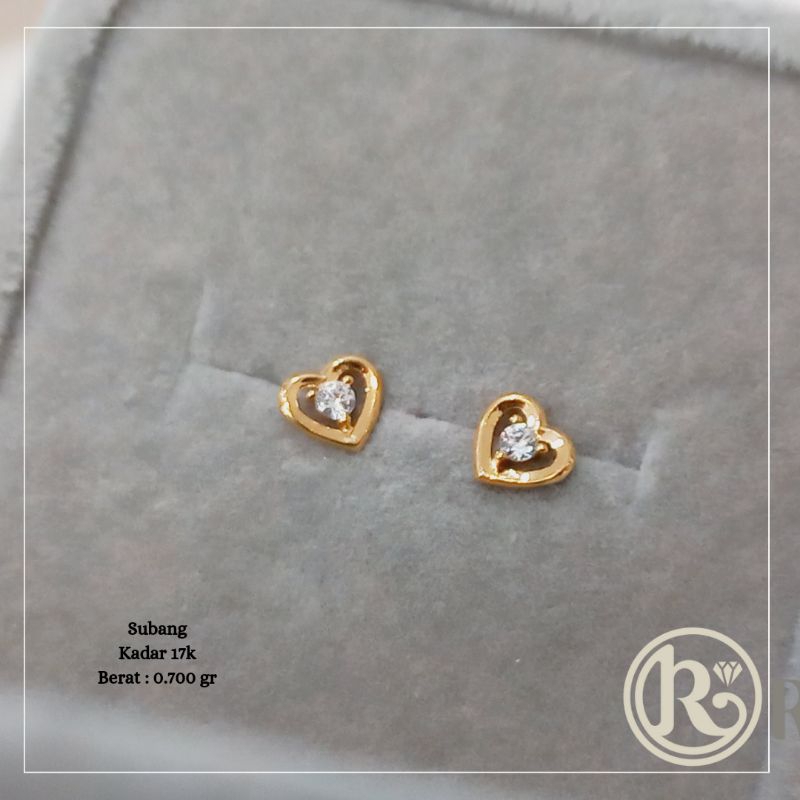 Anting Subang Love Emas Tua Asli