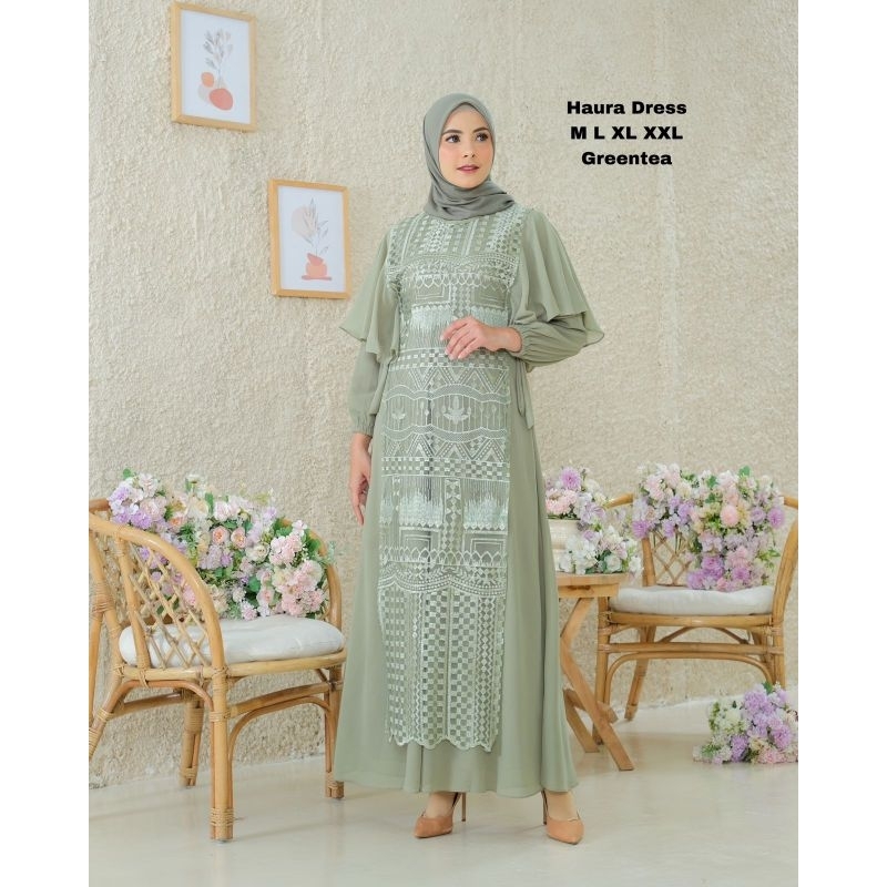 Dress Pesta Mewah / Gamis Haura Dress Tile Sapto Rompi Lepas Pasang /Gamis Kondangan / Gamis / Gamis Pesta / Dress / Gamis Lamaran /  Dress Terbaru / Gamis Seragaman / Gamis Tile / Gamis Brokat /