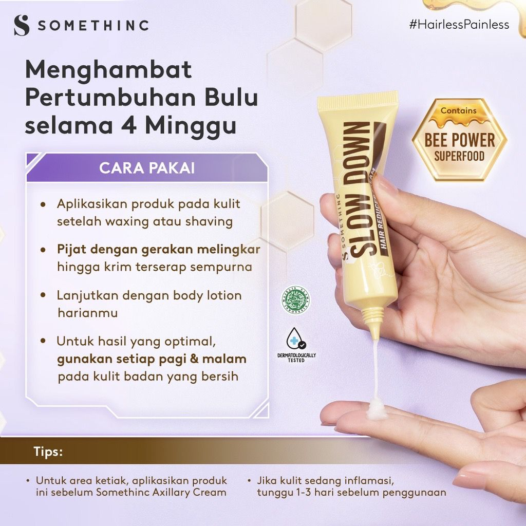 BPOM SOMETHINC Slow Down Hair Reducer Cream Krim Menghambat Pertumbuhan Bulu Ketiak Ketek