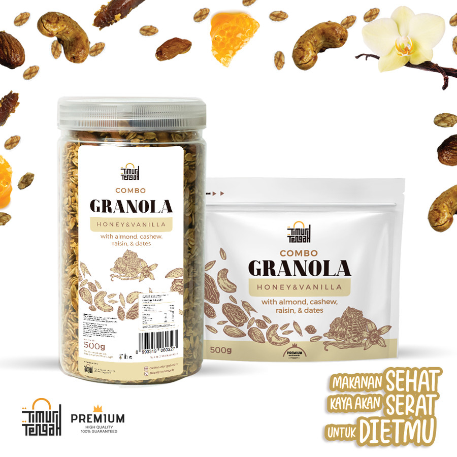 

GRANOLA VANILLA 500 gr TIMUR TENGAH SEREAL MAKANAN SEHAT HIGH QUALITY -TOPLES JAR
