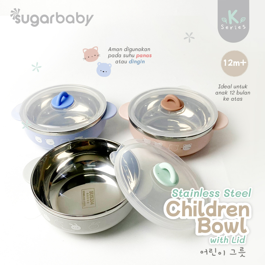 Sugar Baby K Series Stainless Steel Children Bowl With Lid / Sugar Baby Mangkok Stainless Anak