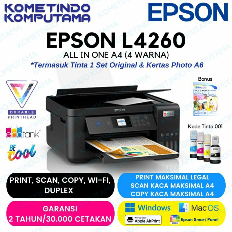 Epson EcoTank L4260 A4 Wi-Fi Duplex All-in-One Ink Tank Printer RESMI