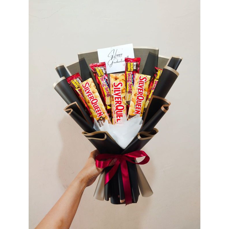 

Buket Bouquet Bucket Silverqueen 58g dan Beng-beng