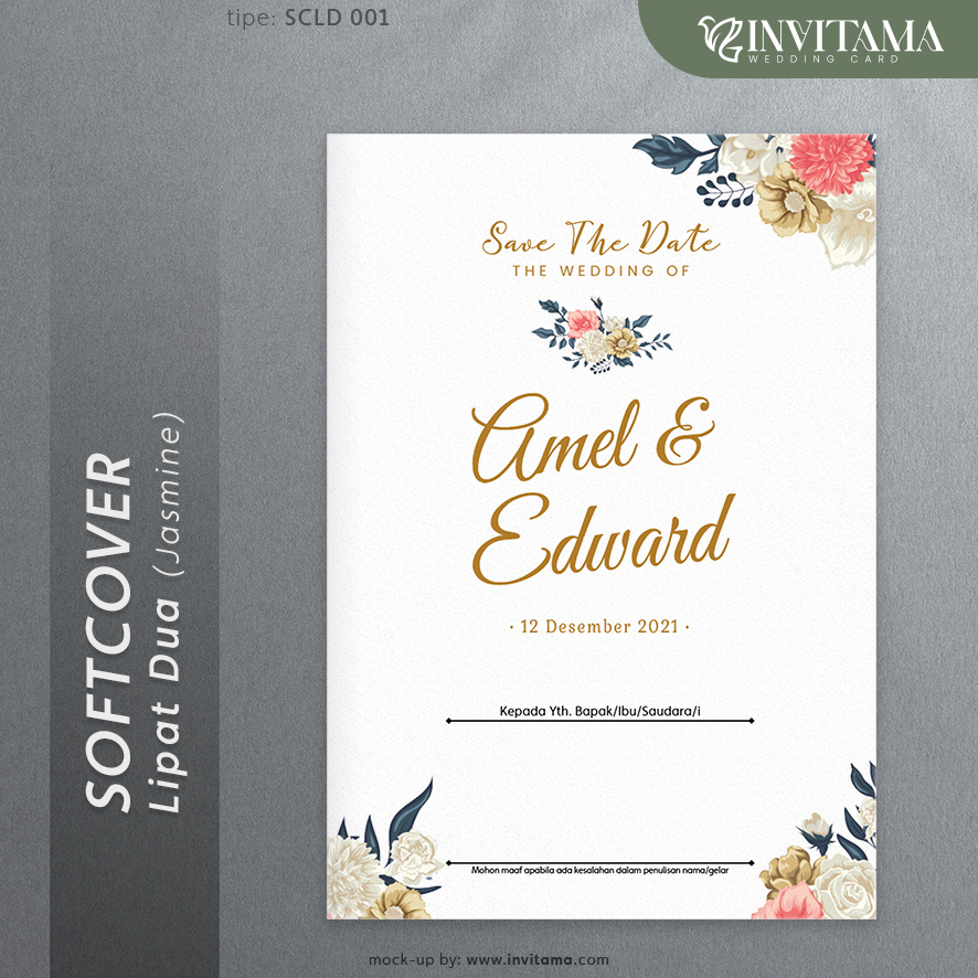 Undangan Pernikahan Softcover Lipat 2 Jasmine Unik Aesthetic Kekinian - SCLD 001