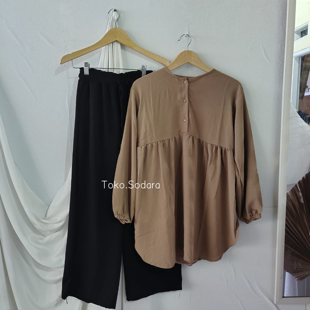 Setelan Amanda Crinckel One set Pakaian Wanita Semi Tunik Free Bross