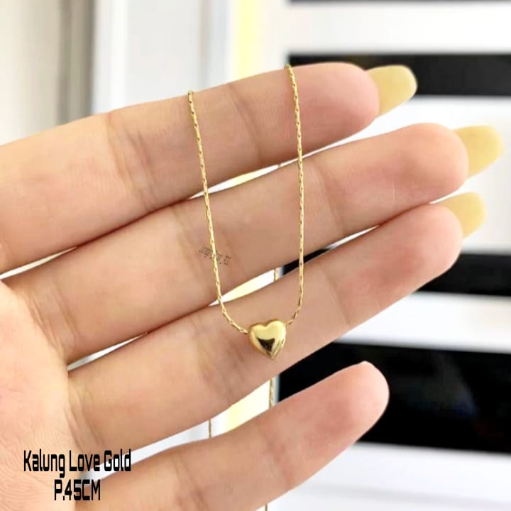 Kalung Titanium Love Kecil Lucu Imut Anti Karat Antti Luntur