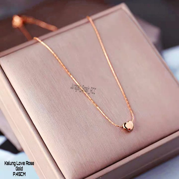 Kalung Titanium Love Kecil Lucu Imut Anti Karat Antti Luntur