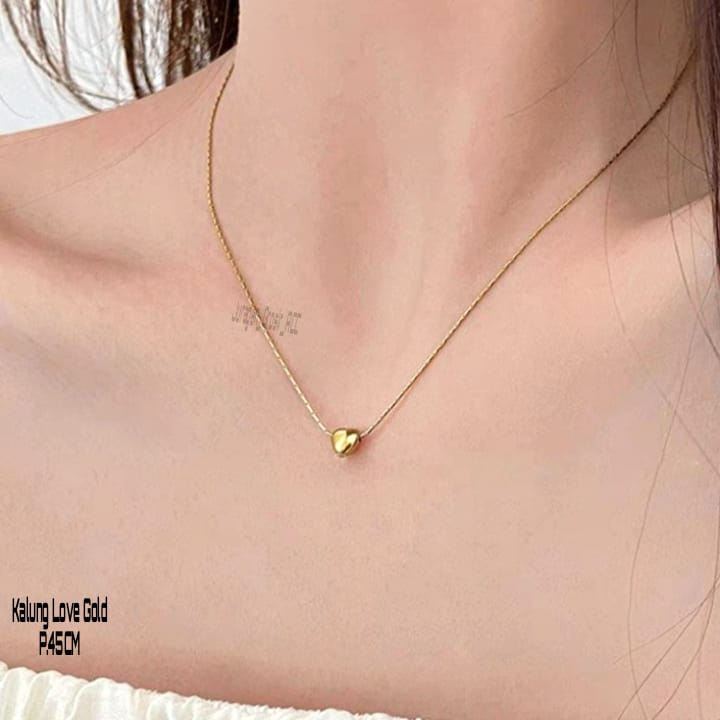 Kalung Titanium Love Kecil Lucu Imut Anti Karat Antti Luntur