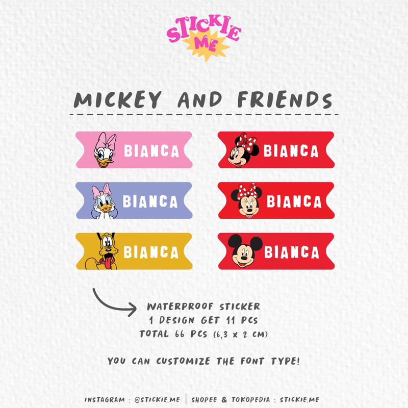 

STICKER NAMA MICKEY & FRIENDS WATERPROOF