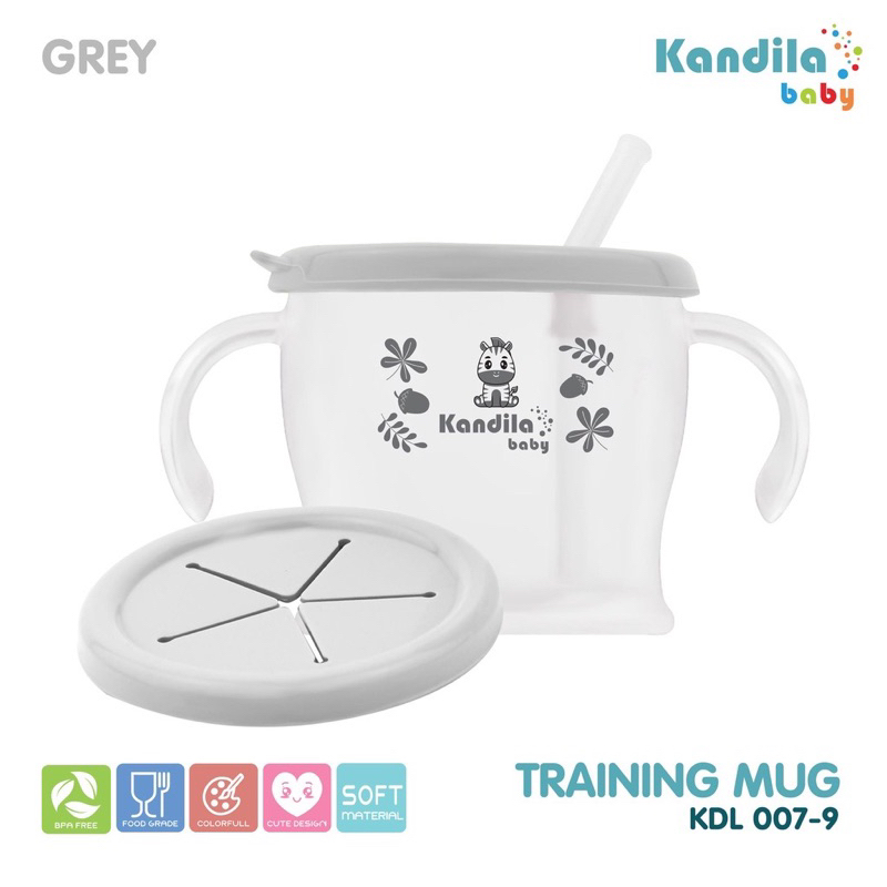 Kandila Training Mug Cup De Mug Latihan Minum Sedot Pegang Bayi MPASI Snack Cup Baby