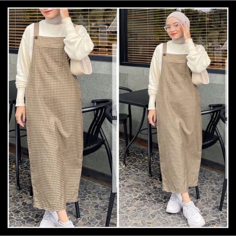 overall kotak kotak / Midi Dress Humaira