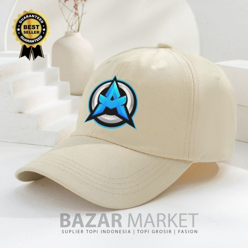 Topi Baseball Cream Inisial Logo Sporty huruf A - Z premium