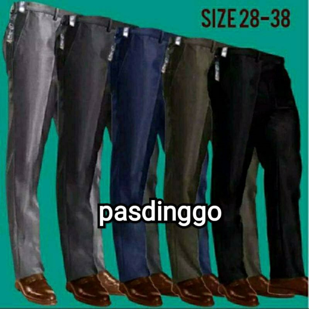 (original evabil) Celana Formal Pria Dasar Mengkilap METALIK Slimfit / Kantor Kerja Panjang