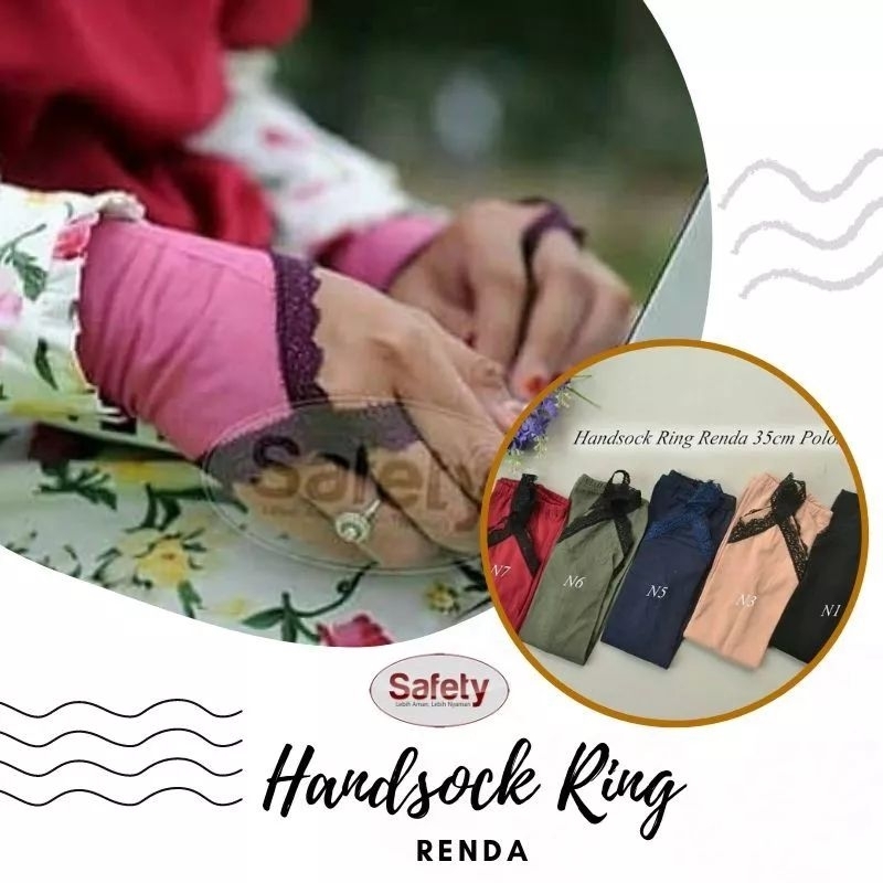 (SAFETY) Manset tangan cincin Handsock ring Manset tangan cincin renda Manset tangan polos Manset ta