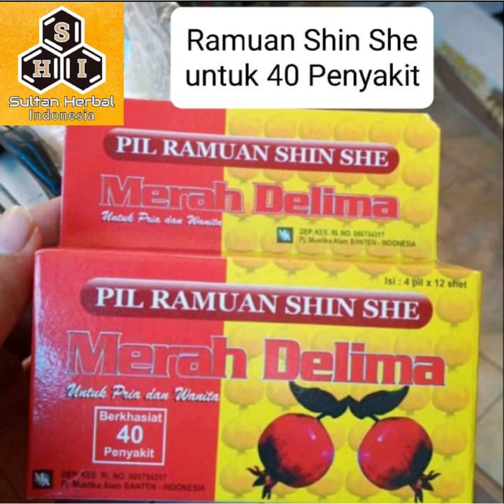 Obat 40 Penyakit Pil Ramuan Shin she Merah Delima (Asli Ijin Depkes) 1 Box