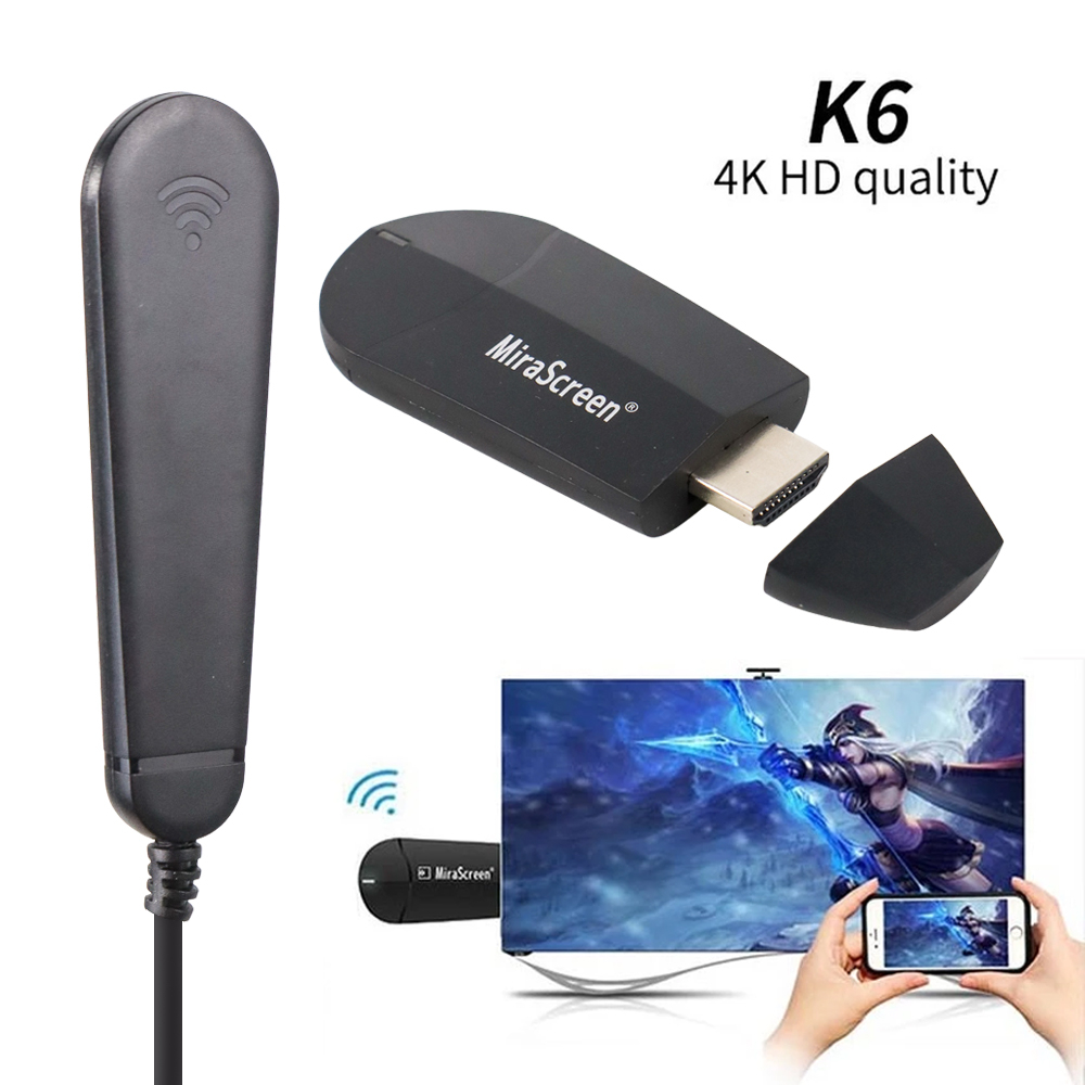 Alat Mirroring AnyCast Miracast Airplay HDMI Dongle WiFi 4K - MiraScreen K6 Black