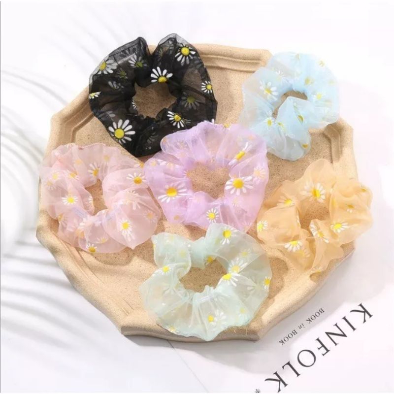 SCRUNCHIE DAISY TRANSPARAN/IKAT RAMBUT KOREA DAISY
