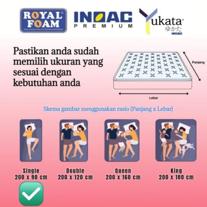 Kasur Busa INOAC &amp; ROYALFOAM Premium Tebal 20cm Bergaransi 10 tahun