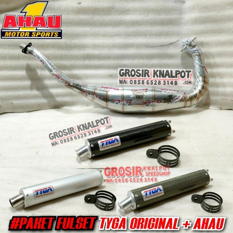PAKET FUL ORIGINAL knalpot TYGA Carbon PLUS Perut Chamber AHAU Cobra ORI Kawasaki Ninja R RR SS ZX V