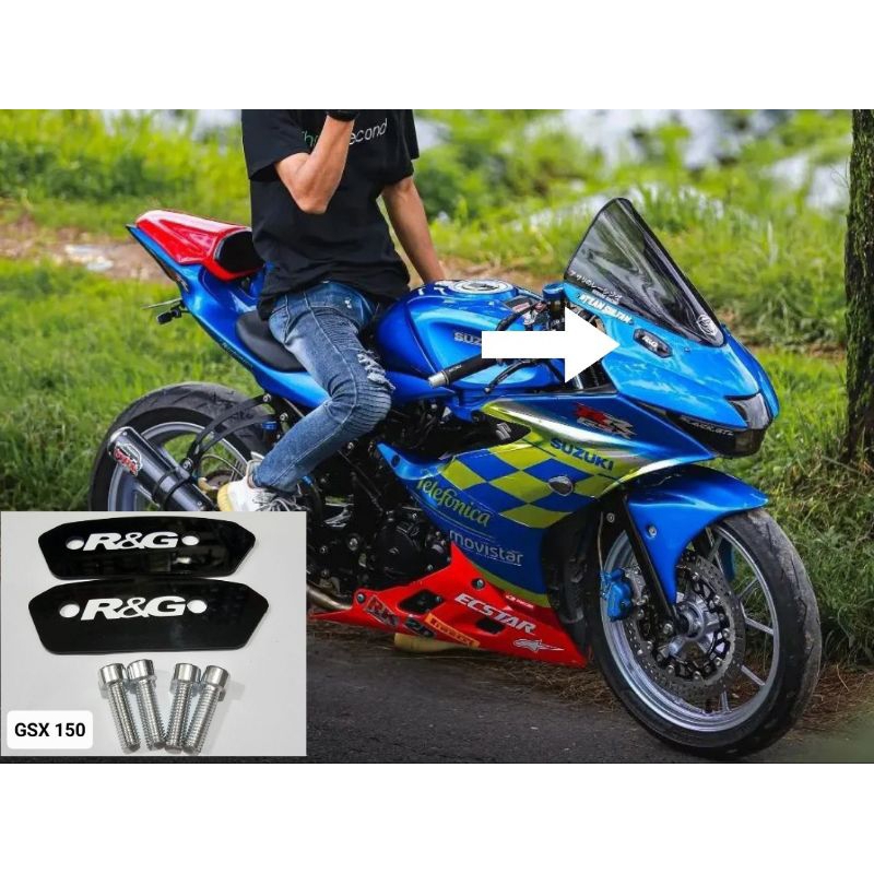 Mirorr blanking variasi penutup lubang spion depan suzuki GSX 150 R bahan akrilik kiri kanan free baut 4pcs