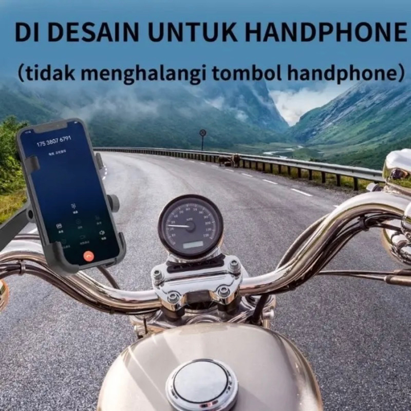 Holder Motor Spion Holder HP Bahan Full Besi Metal Motorcycle Holder 360 Derajat Universal Smartphone