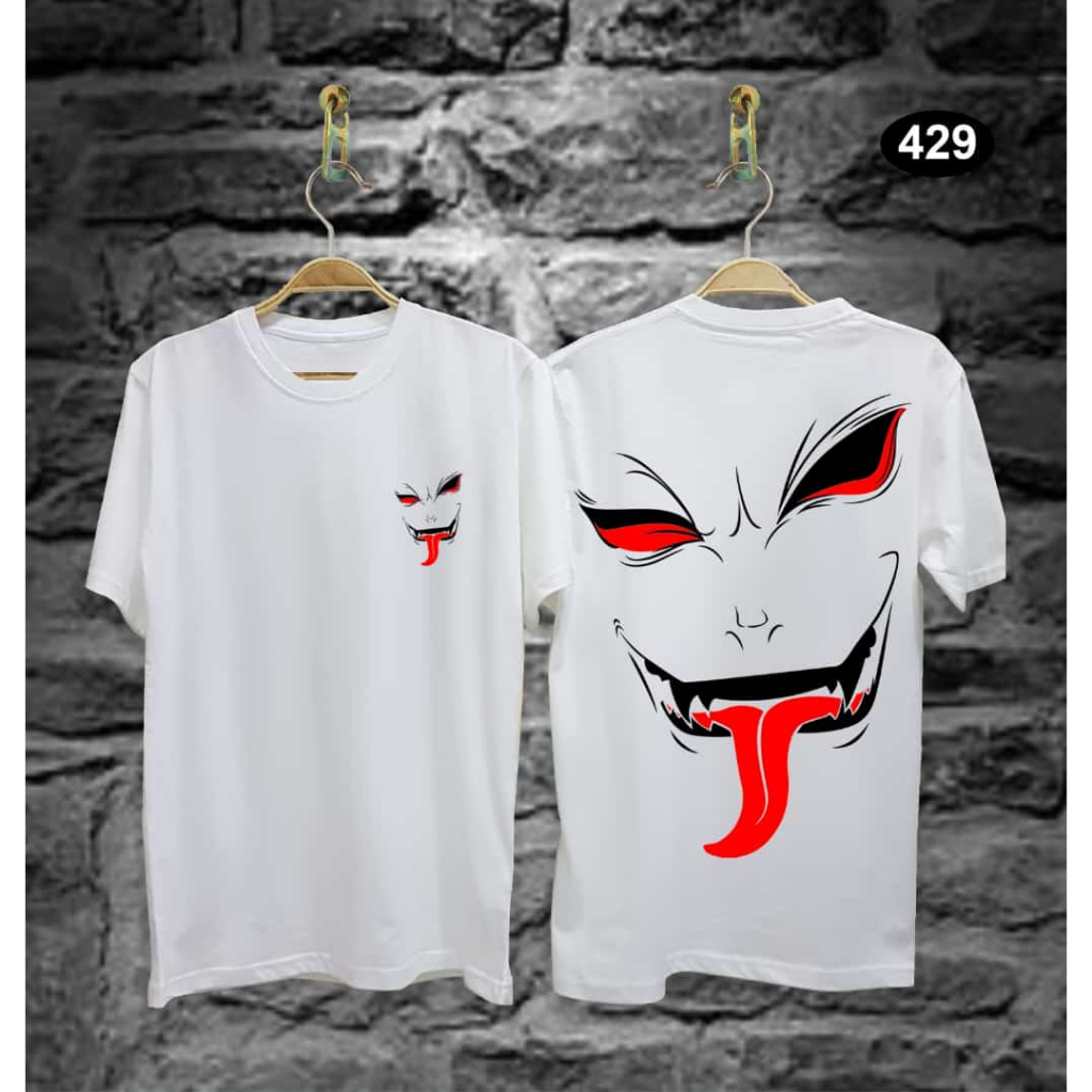 Kaos Tshirt Pria Terbaru Samurai Jepang Smile Wajah Warna Hitam Distro Lengan Pendek Motif Sablon Bergambar Keren