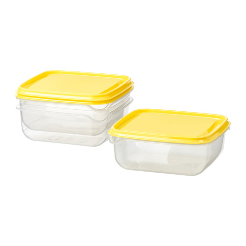 TERMURAH! Toples Makanan isi 3pcs / Wadah makanan, transparan/kuning, 0.6 l