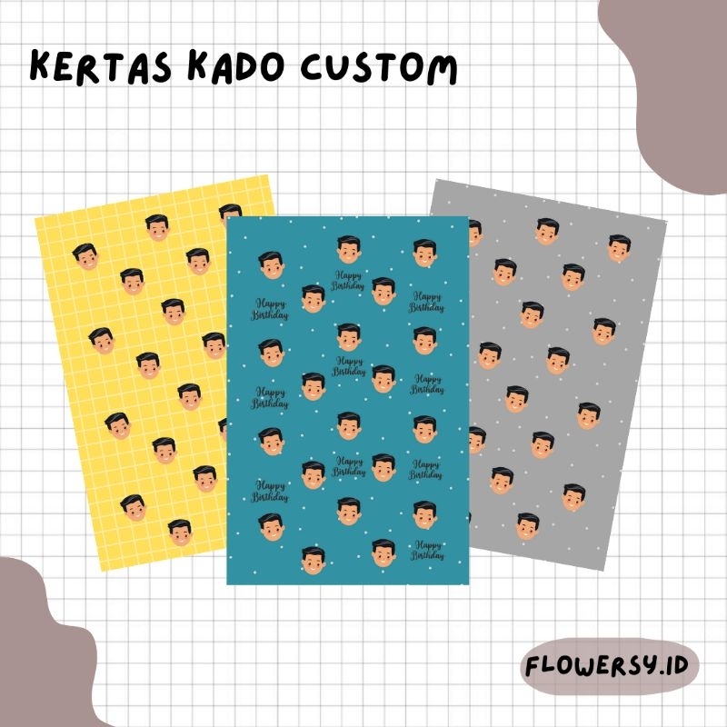 

Kertas kado custom/ kertas kado gambar wajah