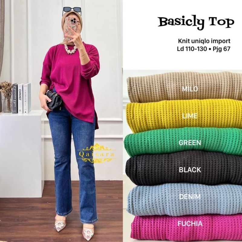 ATASAN BLOUSE JUMBO/BASICLY/BLOUSE WANITA KNIT UNIQLO IMPORT JUMBO LD 130 CM FIT XXXL