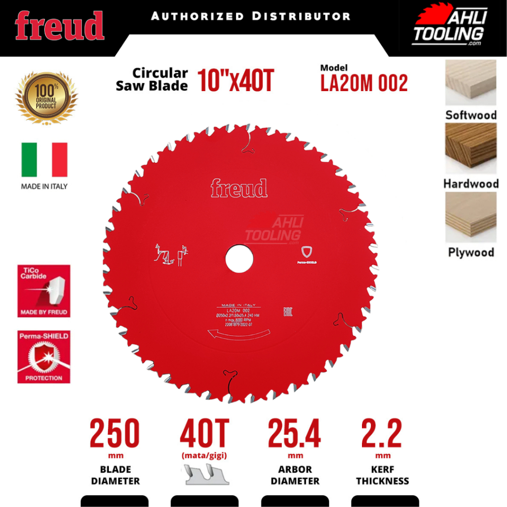 Circular Saw Blade 10" X 40 T Gigi, Pisau Gergaji 250 mm Freud Italy