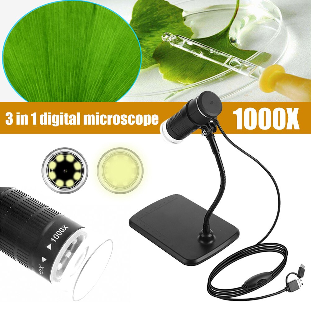 Mikroskop Digital USB Android HD 1000x Magnification - AN104 - Black