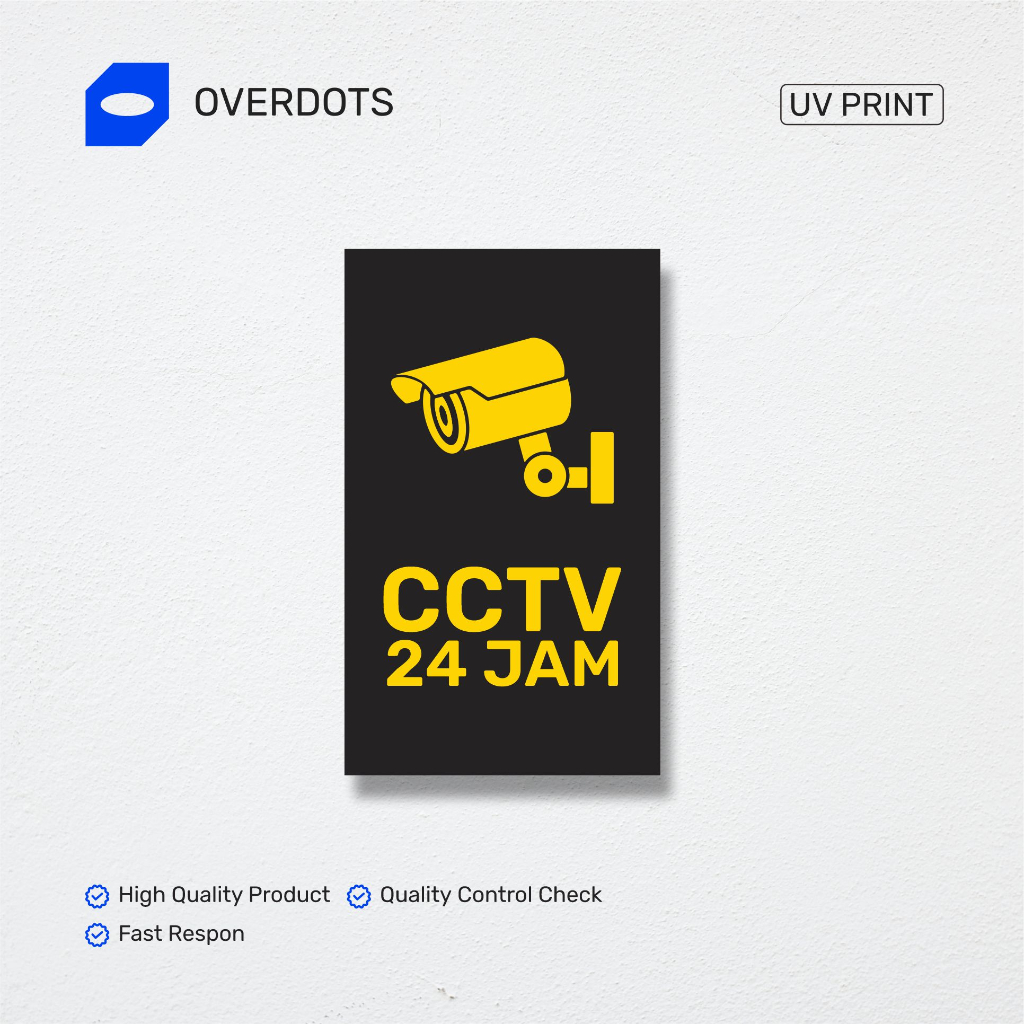 

Oversots | Sign CCTV 24 Jam Papan Sign Akrilik Area Pengawasan Dipantau CCTV | custom Print UV akrilik | Papan Tulisan Akrilik
