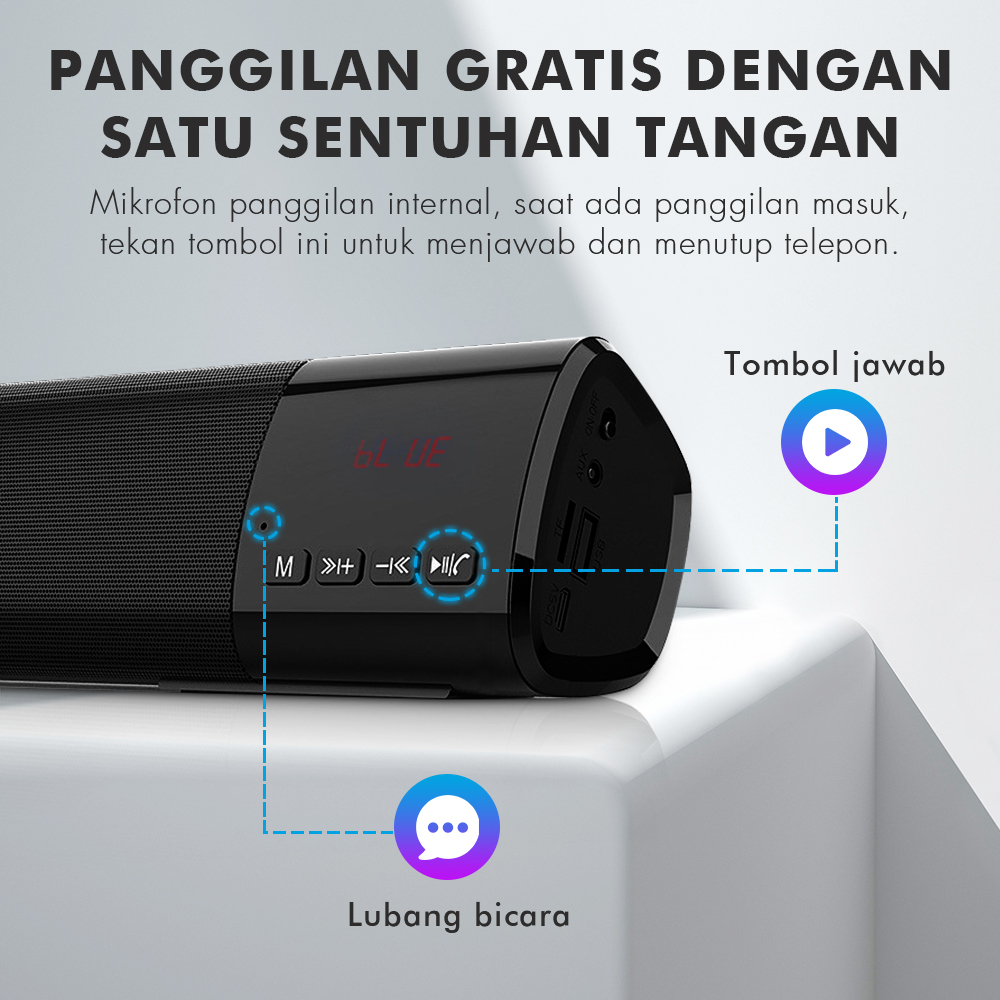 POPCORN Speaker Bluetooth Multifungsi Soundbar Rumah Subwoofer 10W Dengan Mikrofon Panggilan Internal