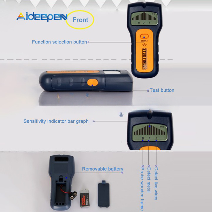 Detektor Logam LCD Wall Scanner Stud Finder 3 in 1 with LCD - TS79 - Black/Yellow