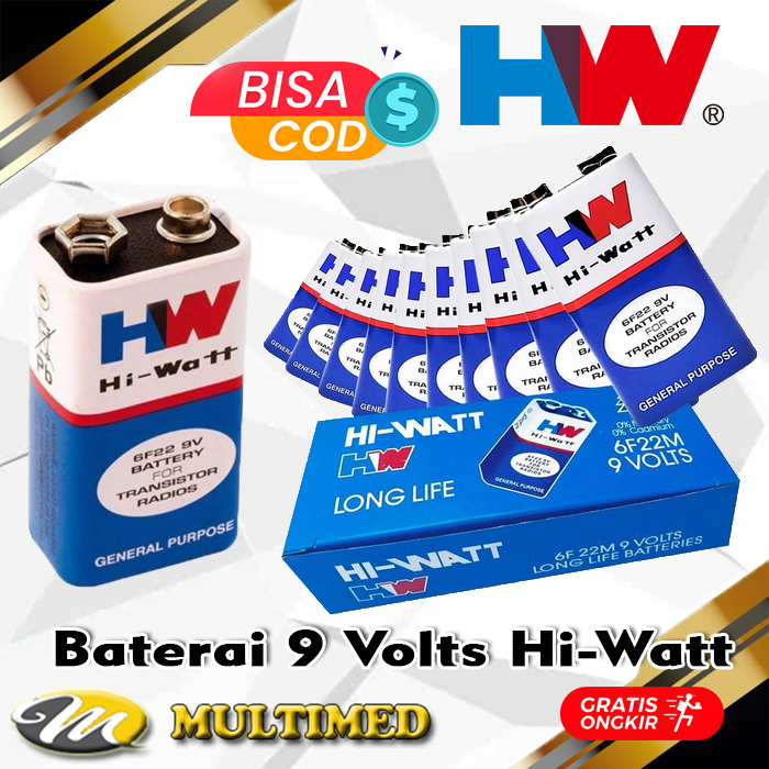 Baterai / Batray 9V 9 Volt Kotak HW Hi-Watt