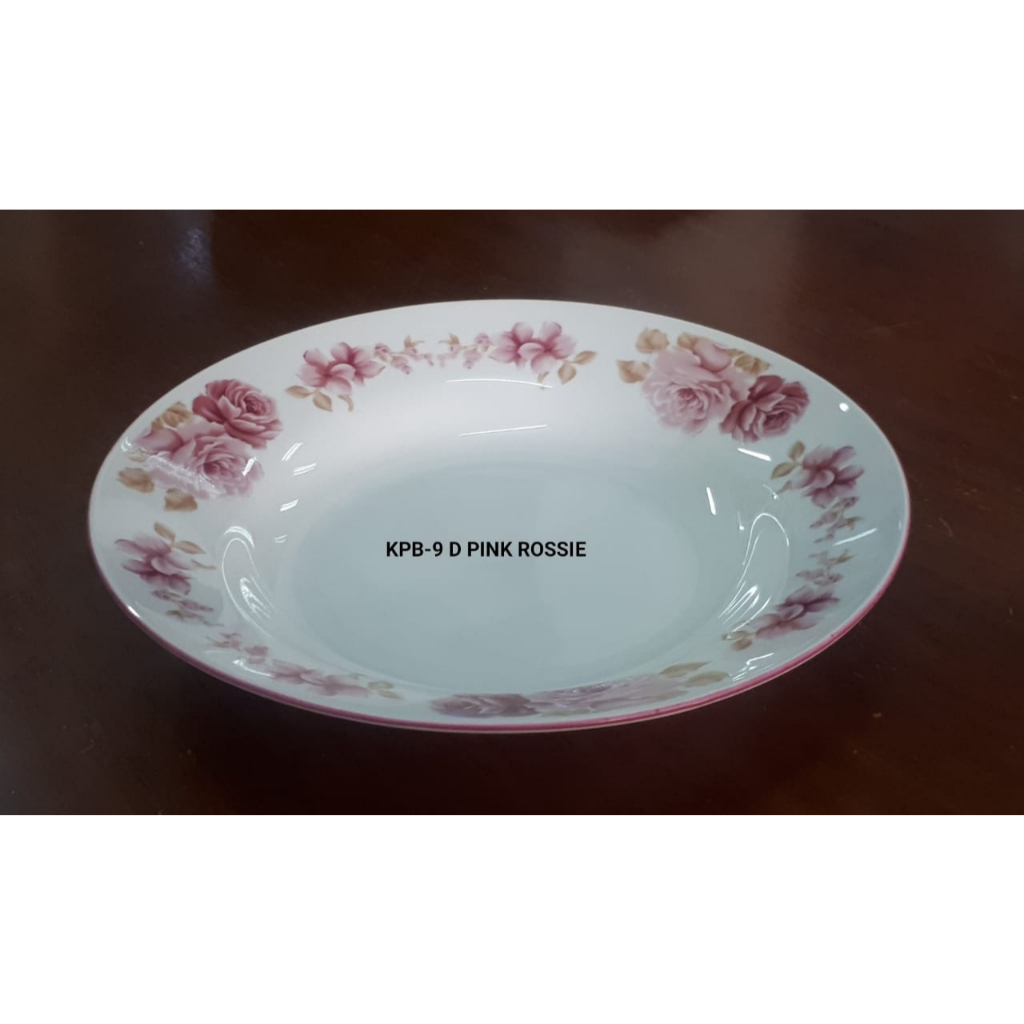 Piring Makan Motif Pink Rossie 9 Inch