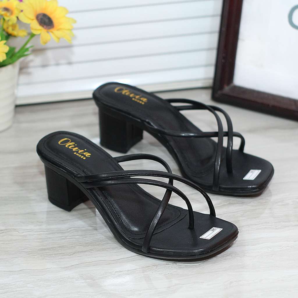 Sandal heels wanita haK tahu 5 cm silang - GABY