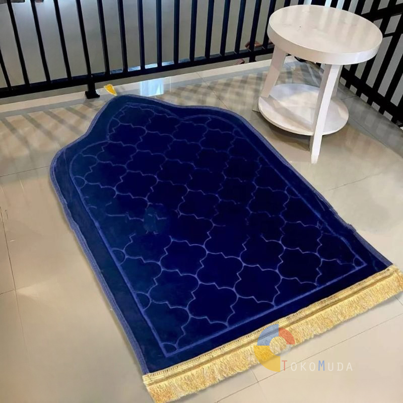 TOKOMUDA COD Sajadah Tebal Premium 70x110 Bulu Velvet Sajadah Turki Bentuk Kubah Motif  Embos