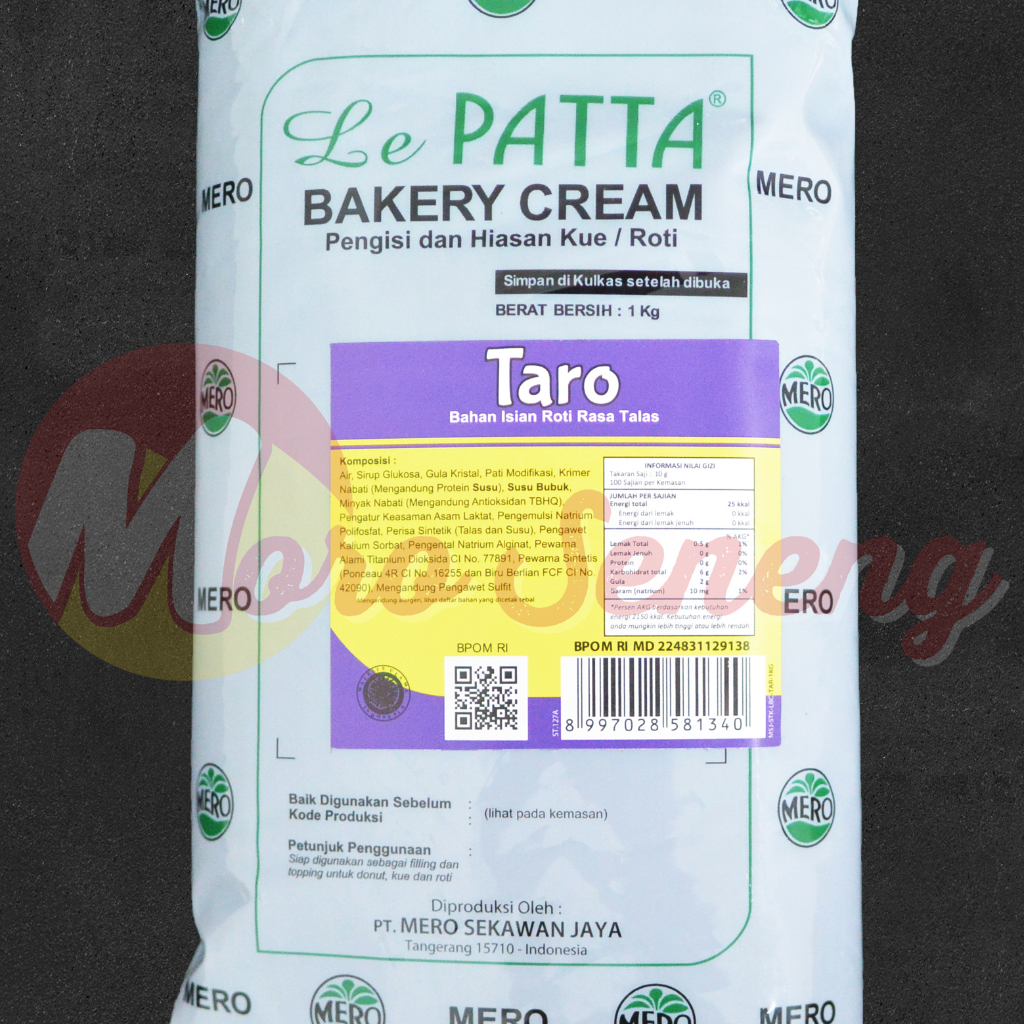 Bakery Cream Taro Selai Filling Topping Talas Le Patta Mero